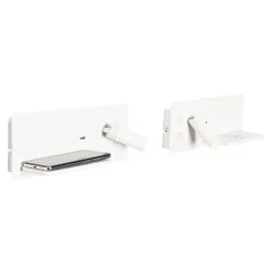 2er-Set Wandleuchten weiß inkl. LED mit USB und Induktionsladegerät - Riza