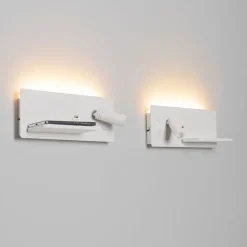 2er-Set Wandleuchten weiß inkl. LED mit USB und Induktionsladegerät - Riza