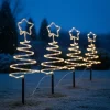 4er-Set Weihnachtsbaum-Gartenstecker weiß inkl. LED IP44 - Puno
