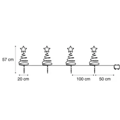 4er-Set Weihnachtsbaum-Gartenstecker weiß inkl. LED IP44 - Puno