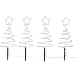 4er-Set Weihnachtsbaum-Gartenstecker weiß inkl. LED IP44 - Puno