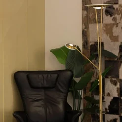 Goldene Stehlampe mit Lesearm inkl. LED und USB-Anschluss - Sevilla