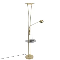 Goldene Stehlampe mit Lesearm inkl. LED und USB-Anschluss - Sevilla