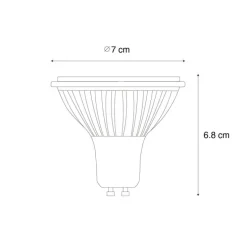 GU10 Dimmbare LED-Lampe 70mm 6,5W 600LM 3000K