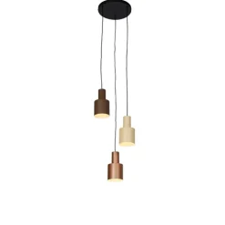 Hängelampe aus Bronze mit Taupe und Beige, 3-flammig – Ans