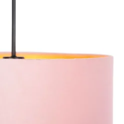Hängelampe mit Veloursschirm rosa mit Gold 40 cm - Combi