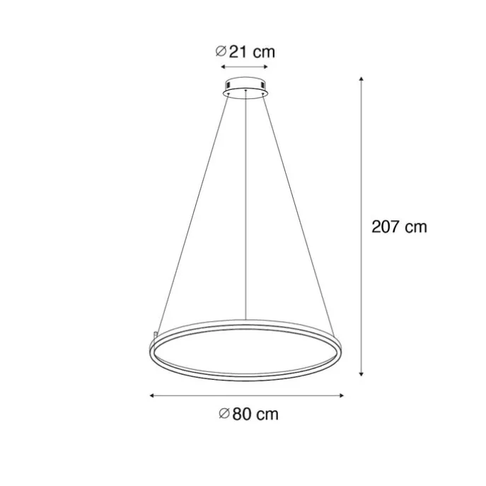 Hängelampe schwarz 80 cm inkl. LED 3-stufig dimmbar - Girello