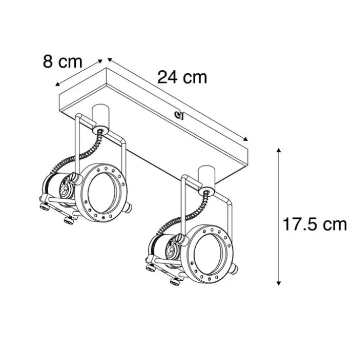 Industrie Spot Stahl 2-flammig schwenkbar - Suplux