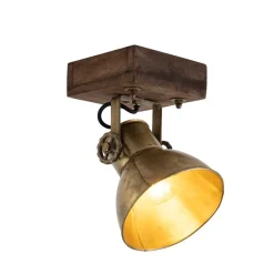 Industriedeckenstrahler Bronze mit Holz 18 cm - Mangos