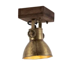 Industriedeckenstrahler Bronze mit Holz 18 cm - Mangos