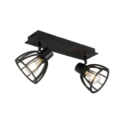 Industrielle Deckenlampe schwarz 2-flammig - Fotu