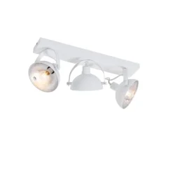 Industrielle Deckenleuchte weiß mit silbernem 3-Licht verstellbar – Magnax