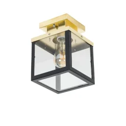 Industrielle Deckenleuchte für den Außenbereich, schwarz mit Gold – Rotterdam