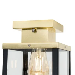 Industrielle Deckenleuchte für den Außenbereich, schwarz mit Gold – Rotterdam