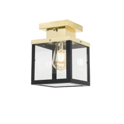 Industrielle Deckenleuchte für den Außenbereich, schwarz mit Gold – Rotterdam