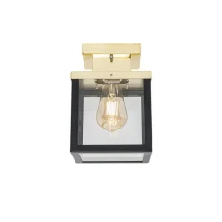 Industrielle Deckenleuchte für den Außenbereich, schwarz mit Gold – Rotterdam