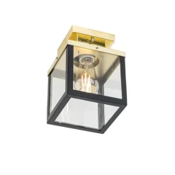 Industrielle Deckenleuchte für den Außenbereich, schwarz mit Gold – Rotterdam