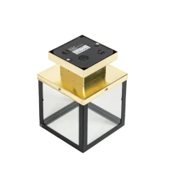 Industrielle Deckenleuchte für den Außenbereich, schwarz mit Gold – Rotterdam