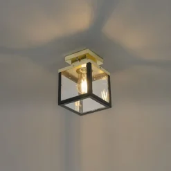 Industrielle Deckenleuchte für den Außenbereich, schwarz mit Gold – Rotterdam