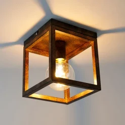 Industrielle Deckenleuchte rostbraun - Käfig