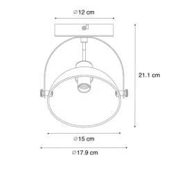 Industrielle Deckenleuchte weiß mit Silber 15 cm verstellbar – Magnax
