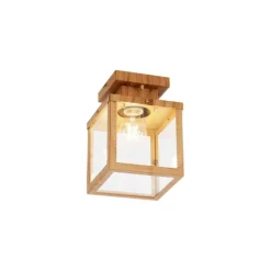 Industrielle Deckenleuchte für Außenbereich Holz mit Klarglas - Rotterdam