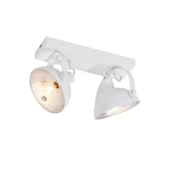 Industrielle Deckenleuchte weiß mit silbernem 2-Licht verstellbar – Magnax