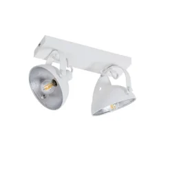 Industrielle Deckenleuchte weiß mit silbernem 2-Licht verstellbar – Magnax