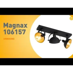 Industrielle Deckenleuchte schwarz mit Gold 3-flammig verstellbar – Magnax