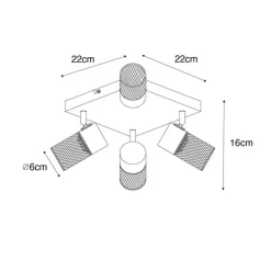 Industrieller Deckenstrahler schwarz 4-flammig verstellbar - Jim