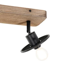 Industrieller Deckenstrahler schwarz mit Holz 2-flammig - Jasmijn