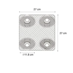 Industrieller Deckenstrahler schwarz mit Holz 4-flammig - Jasmijn