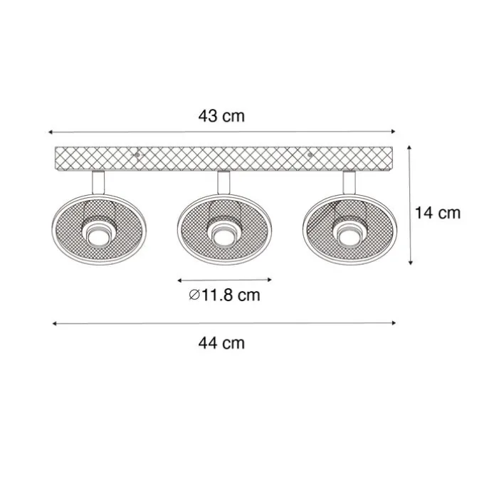 Industrieller Deckenstrahler schwarz mit Holz 3-flammig - Jasmijn