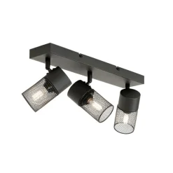 Industrieller Deckenstrahler schwarz 3-flammig verstellbar - Jim