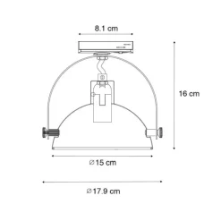 Industrieller 1-phasiger Schienenstrahler schwarz mit goldfarbenem Innenleben - Iconic Magnax