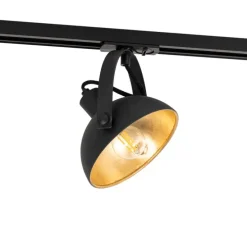 Industrieller 1-phasiger Schienenstrahler schwarz mit goldfarbenem Innenleben - Iconic Magnax