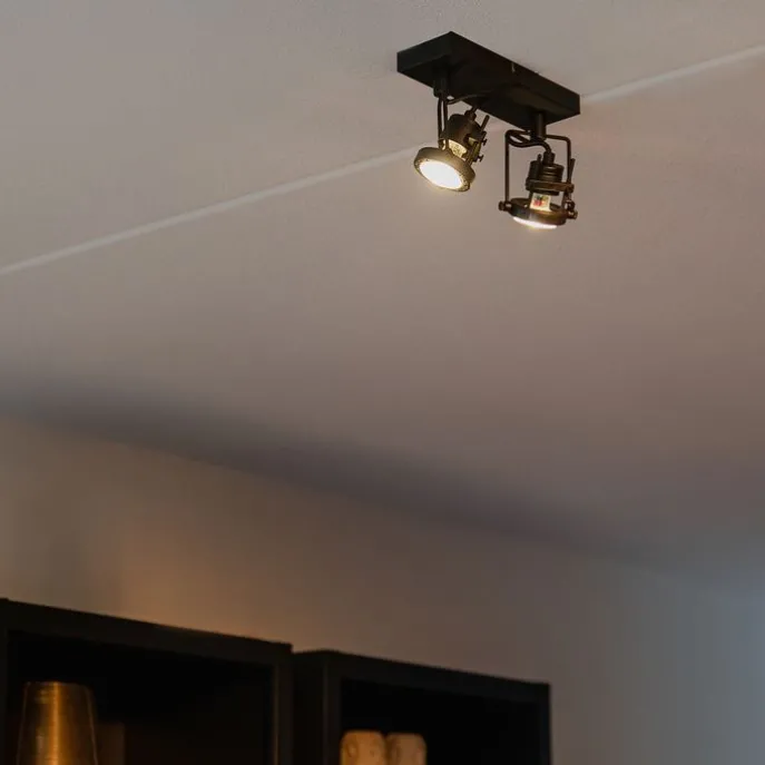 Industrieller Smart Spot schwarz inkl. 2 WiFi GU10 - Suplux