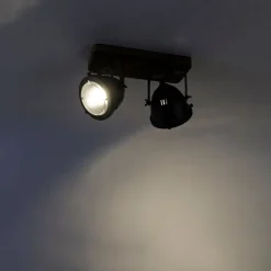 Industrieller Smart Spot grau mit Holz inkl. 2 WiFi GU10 - Emado