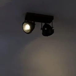 Industrieller Smart Spot grau mit Holz inkl. 2 WiFi GU10 - Emado