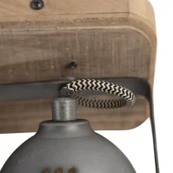 Industrieller Smart Spot grau mit Holz inkl. 2 WiFi GU10 - Emado