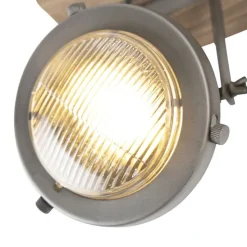 Industrieller Smart Spot grau mit Holz inkl. 2 WiFi GU10 - Emado