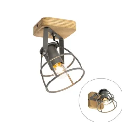 Industriespot dunkelgrau mit verstellbarem Holz – Arthur