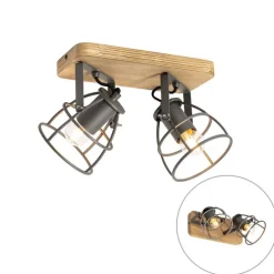 Industriespot dunkelgrau mit Holz verstellbar 2-flammig – Arthur