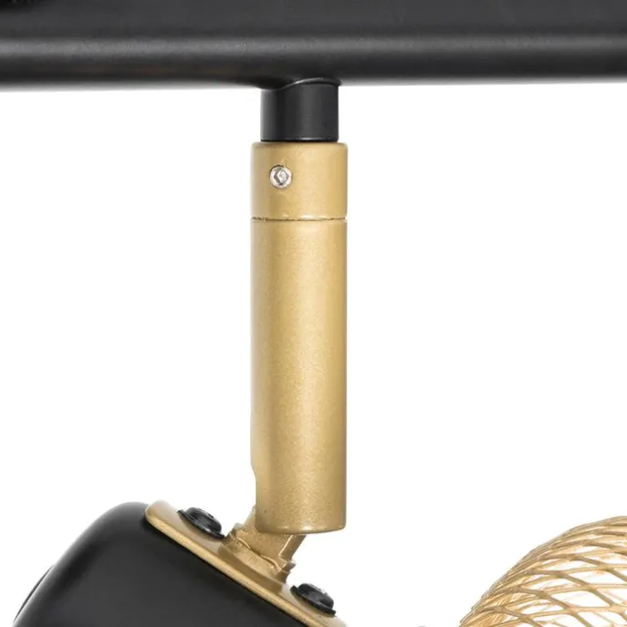 Industriespot schwarz mit goldenen 4-Lichtern - Bliss Mesh