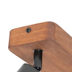 Industrie-Spot schwarz mit Holz 2-flammig - Kristina
