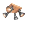 Industrie-Spot schwarz mit Holz neigbar 4-flammig - Tommy
