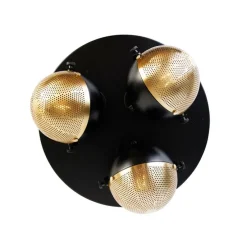 Industrie-Spot schwarz mit Messing 3 Lichter - Haicha