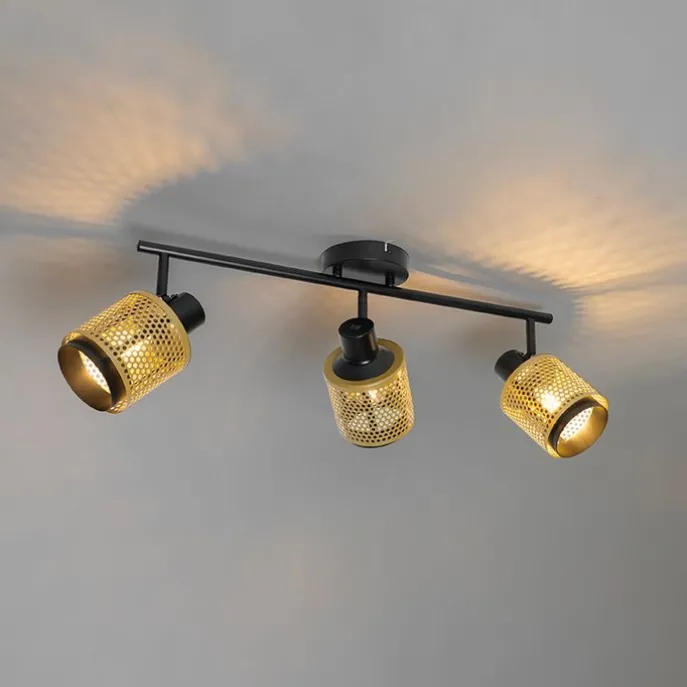 Industrie-Spot Schwarz mit Gold 3-Licht - Kayden