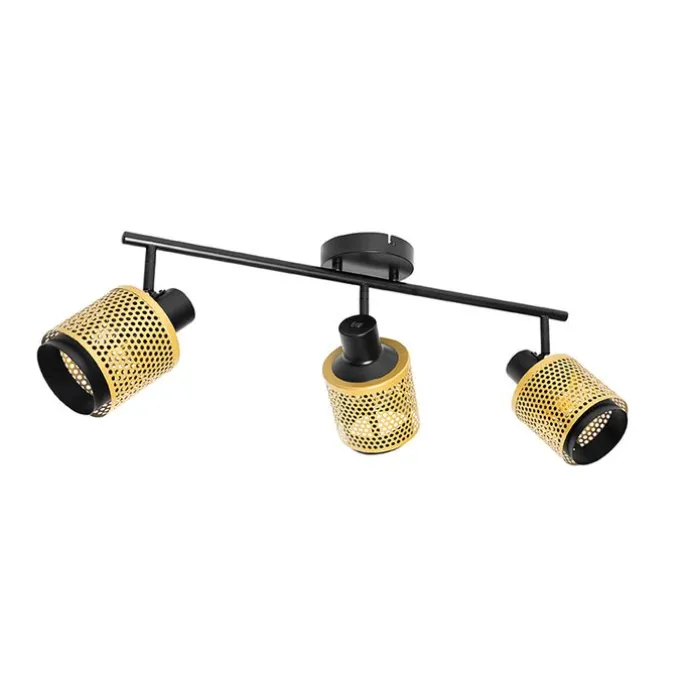 Industrie-Spot Schwarz mit Gold 3-Licht - Kayden
