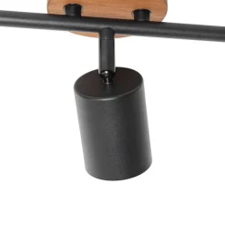 Industrie-Spot schwarz mit Holz schwenkbar 3-flammig - Jeana